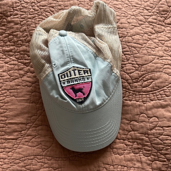 Accessories - Outer Banks Mesh Back Baseball Cap - Light Blue & Pink Patch